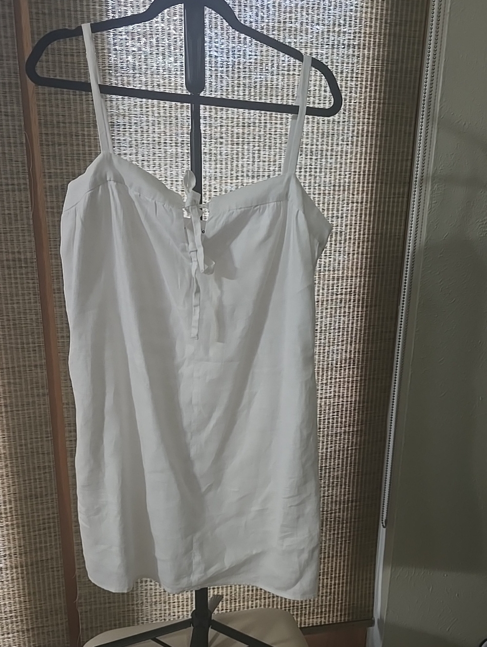 Reformation White Spaghetti-Strap Slip Dress with Tie Front